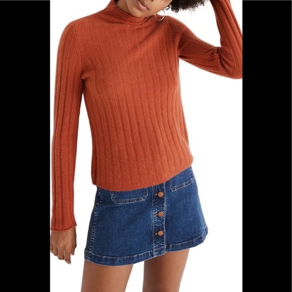 Madewell Rust Evercrest Turtleneck Sweater – Russet Color